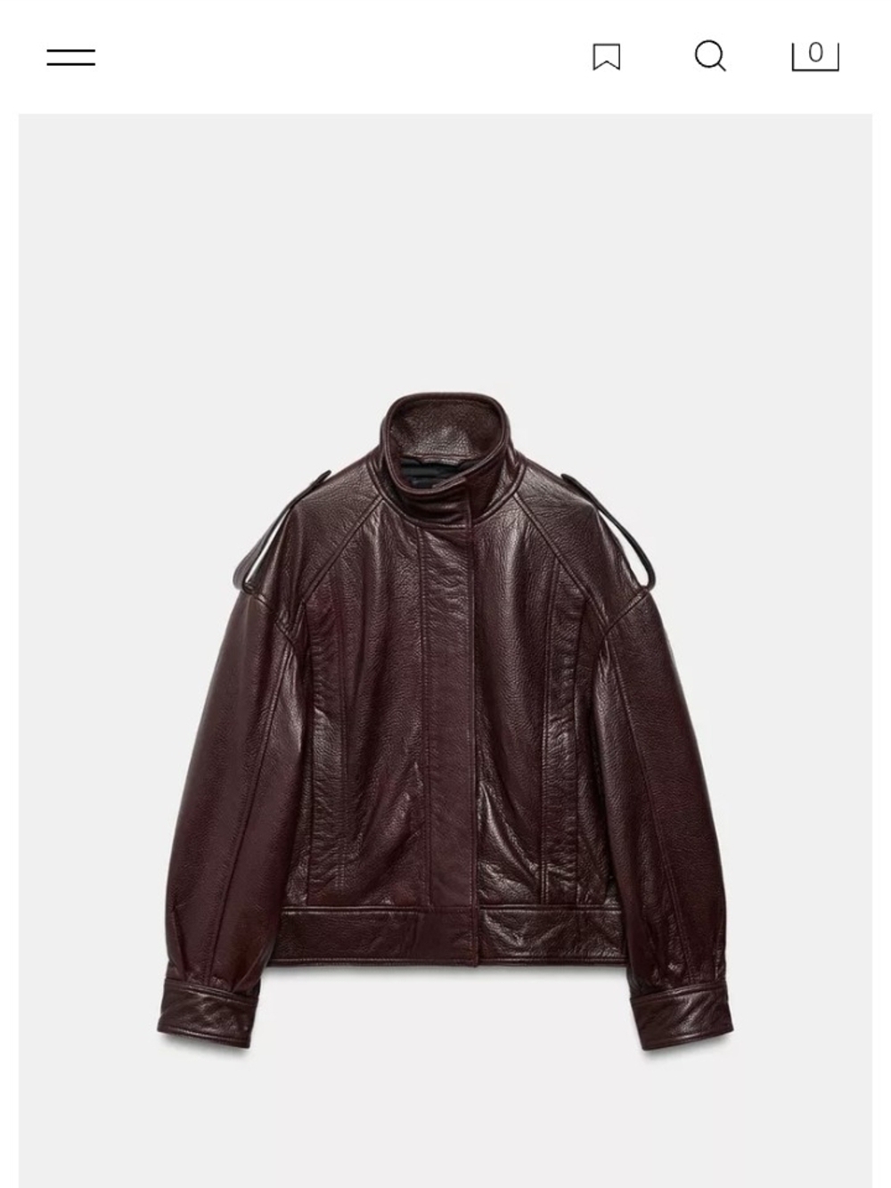 Zara Men Burgundy Leather Bomber Jacket - Picture 5 of 9
